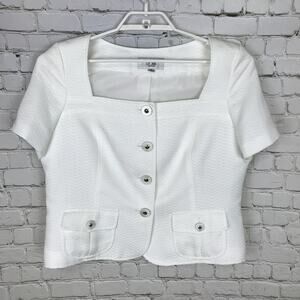 Le Suit Petite White Short Sleeve Jacket 16P